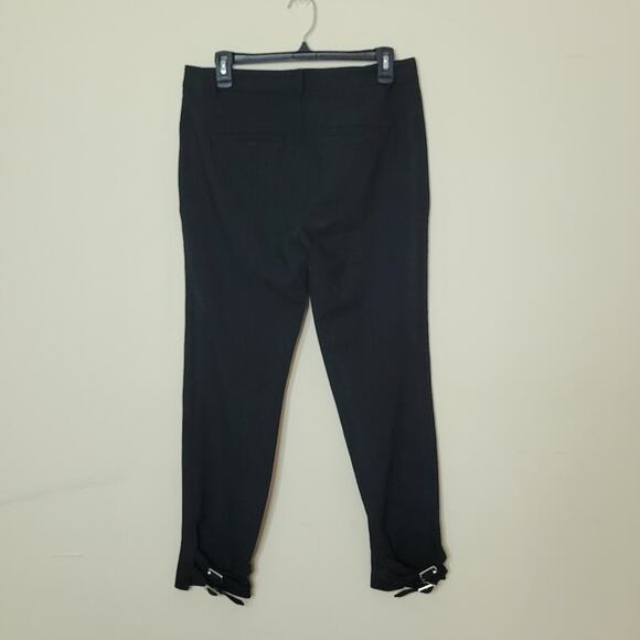Tibi Anson Stretch Buckled Hem Black Pants Ankle Casual 6 - Picture 3 of 8